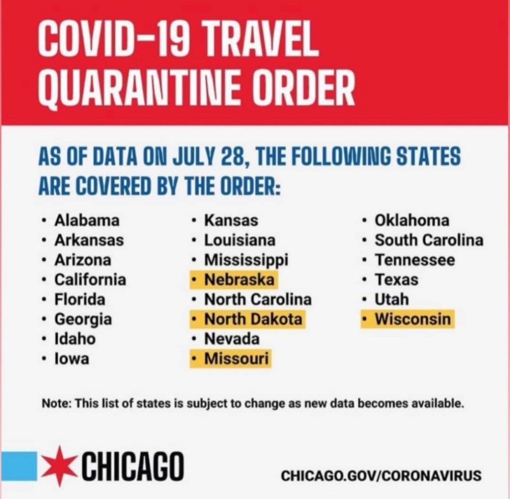 Covid 19 Update Travel Quarantine Order Chicago